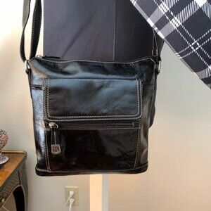 Giani Bernini Leather Crossbody Top Zip Closure Shoulder Bag